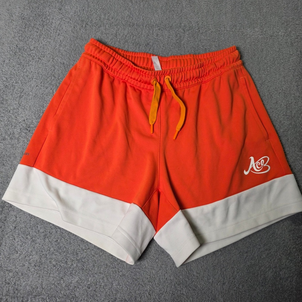 Adidas Womens L Primegreen Athletic Shorts Orange White Colorblock Aces Logo
